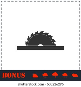 Circular saw blades icon flat. Simple vector symbol and bonus icon