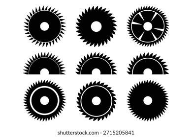 Circular saw blades sharp metal teeth vector