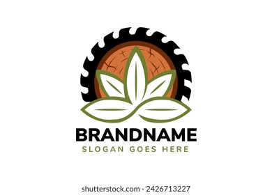 sierra circular carpintería carpintería logo diseño plantilla ilustración vectorial con hoja infinita
