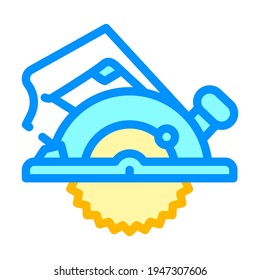 Farbsymbol der kreisförmigen Säge, Vektorgrafik. Kreissäge-Schild. einzelne Symbolillustration