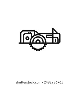 circular saw cutting tool icon logo sign vector outline