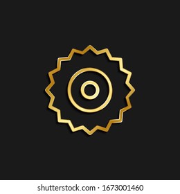 kreisförmiges, säge-, scheibenförmiges Gold-Symbol. Vektorillustration-Illustration auf goldenem dunklem Hintergrund
