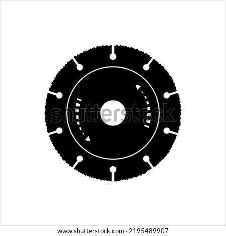 Circular Saw Disk Icon, Cut Off, Chop Saw Blade, Abrasive Disc Icon Vector Art Illustration