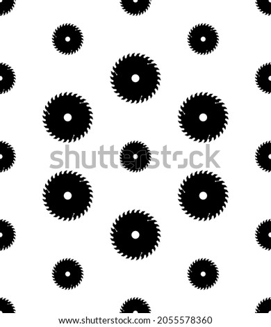 Circular Saw Disk Icon Seamless Pattern, Cut Off, Chop Saw Blade, Abrasive Disc Icon Vector Art Illustration