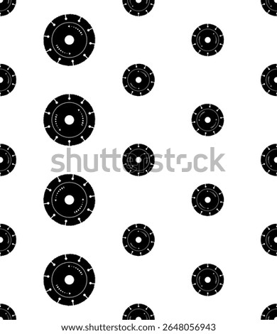 Circular Saw Disk Icon Seamless Pattern, Cut Off, Chop Saw Blade, Abrasive Disc Icon Vector Art Illustration