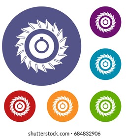 Circular saw disk icons set