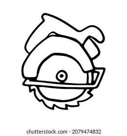 Circular saw in doodle style. Isolated vector.