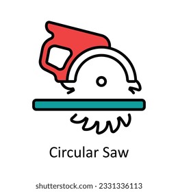 Circular Saw Filled Outline Icon Design illustration. Home Repair And Maintenance Symbol on White background EPS 10 File