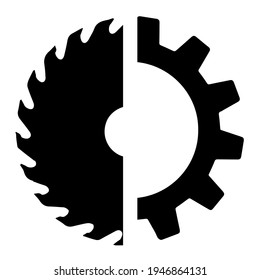 Circular saw in gear simple icon. From Working tools, Construction and Manufacturing icons