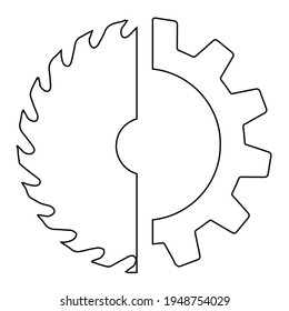 Circular saw in gear simple icon. From Working tools, Construction and Manufacturing icons