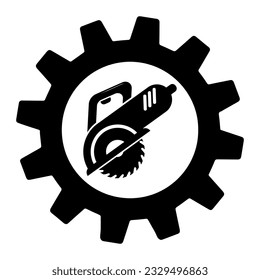 Circular saw in gear simple icon. From Working tools, Construction and Manufacturing icons