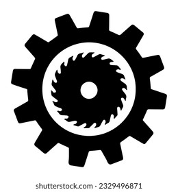 Circular saw in gear simple icon. From Working tools, Construction and Manufacturing icons