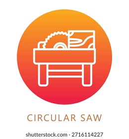 Icono de relleno de degradado de sierra circular, mini ilustración relacionada con la carpintería, industria de la madera. Uso Para El Concepto Moderno, Ui, Web Ux Y Desarrollo De App.
