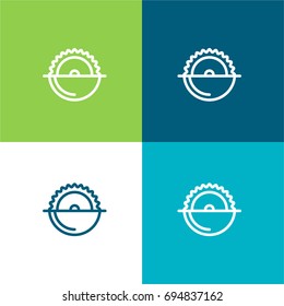 Circular saw green and blue material color minimal icon or logo design
