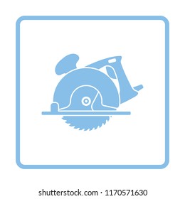 Circular saw icon. Blue frame design. Vector illustration.
