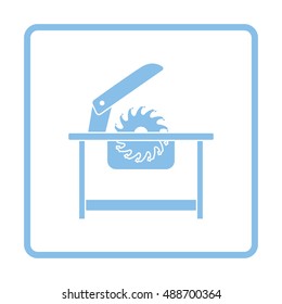 Circular saw icon. Blue frame design. Vector illustration.