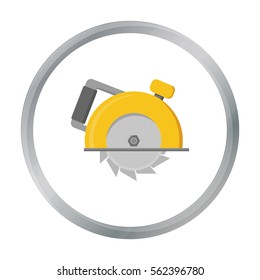 Circular saw icon in cartoon style isolated on white background. Build and repair symbol stock vector illustration.