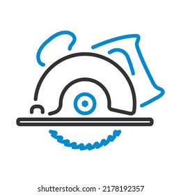Circular Saw Icon. Editable Bold Outline With Color Fill Design. Vector Illustration.