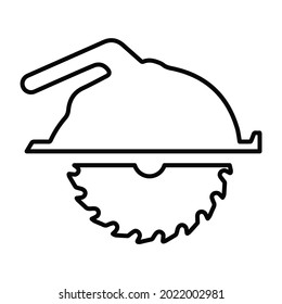 Circular saw icon. An electric tool that is used for sawing various materials. Architectural construction. Vector illustration isolated on a white background for design and web.