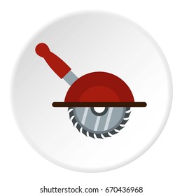 Circular saw icon in flat circle isolated vector illustration for web