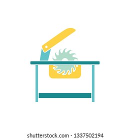 Circular saw icon. Flat color design. Vector illustration.