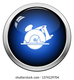 Circular saw icon. Glossy Button Design. Vector Illustration.