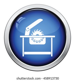 Circular saw icon. Glossy button design. Vector illustration.