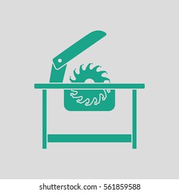 Circular saw icon. Gray background with green. Vector illustration.