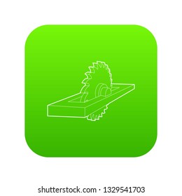 Circular saw icon green vector isolated on white background