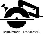 Circular Saw Icon Isolated On White Background - Carpentry Tool Silhouette