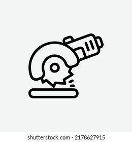  Kreissäge-Symbol, einzelne Toolbox-Umrisssymbol auf hellgrauem Hintergrund, ideal für Website, Blog, Logo, Grafikdesign, soziale Medien, UI, mobile App