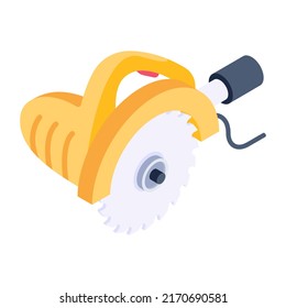 Circular saw icon in isometric style 

