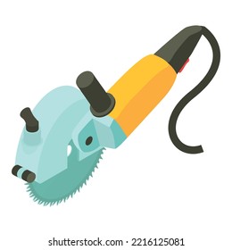 Circular Saw Icon Isometric Vector. Circular Saw With Steel Toothed Disc Icon. Power Tool, Construction And Repair Work