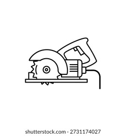 Imagem de estilo de contorno simples de desenho de linha de ícone de serra circular