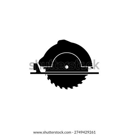 Circular saw icon logo design. Electric power tool sign and symbol. Industrial carpentry equipment silhouette.