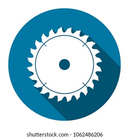 Circular saw icon with long shadow black,Simple design style.vector illustration