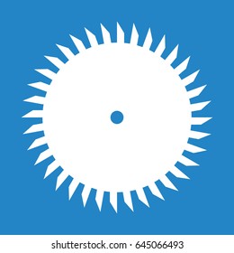 Circular saw icon on blue background