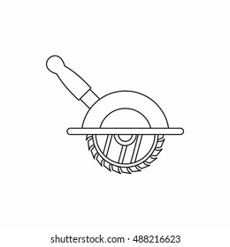 Circular saw icon in outline style isolated on white background