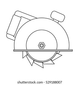 Circular saw icon in outline style isolated on white background. Build and repair symbol stock vector illustration.