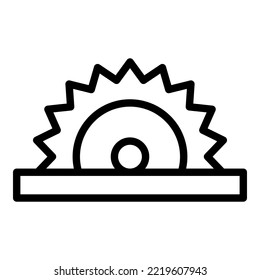 Vector de contorno de icono de sierra circular. Reparación residencial. Herramienta de trabajo