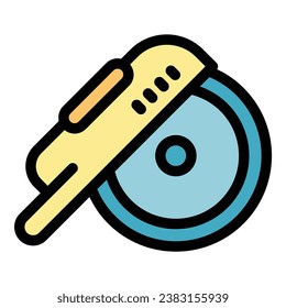 Circular saw icon outline vector. Home cement. Drywall plaster color flat