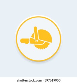 Circular saw icon, pictogram, hand-held circular saw round icon, sign, vector illustration