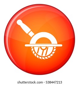 Circular saw icon in red circle isolated on white background vector illustration