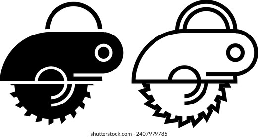 circular saw icon, sign, or symbol in glyph and line style isolated on transparent background. Vector illustration