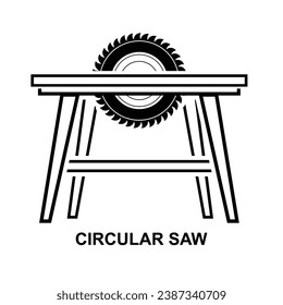 Circular saw icon. Table saw cutting wood isolated on background vector illustration.
