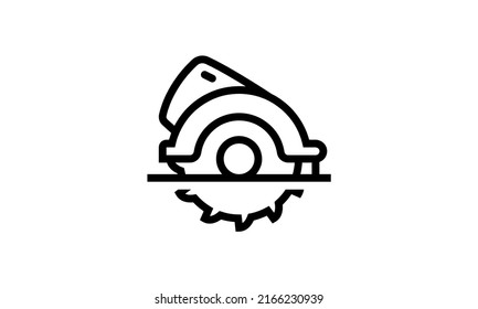 circular saw icon vector simple outline style with white background