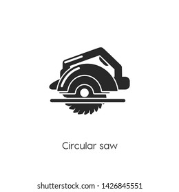 circular saw icon vector. circular saw symbol. Linear style sign for mobile concept and web design. circular saw symbol illustration. Pixel vector graphics - Vector.
