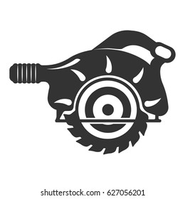 Circular saw icons in flat style. Vector illustration isolated on a white background.