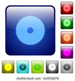 Circular saw icons in rounded square color glossy button set
