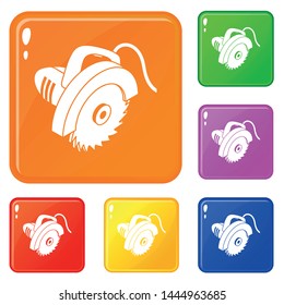 Circular saw icons set collection vector 6 color isolated on white background